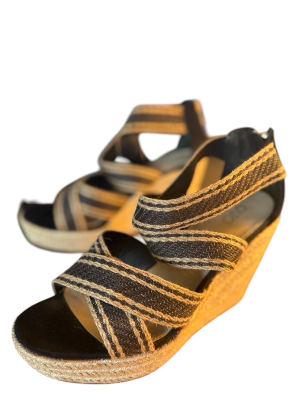 WEEKEND SALE! Cato Espadrille Wedge Sandals Strappy Zip Back Neutral Boho